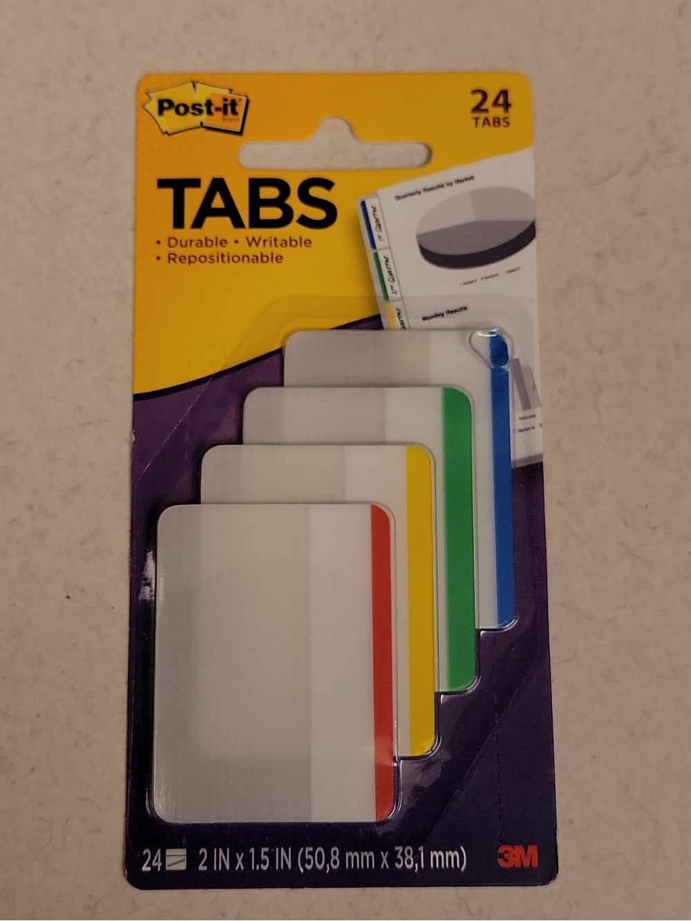 Post-it Tabs Repositionable Index Tabs - Multicolor (24 Tabs)